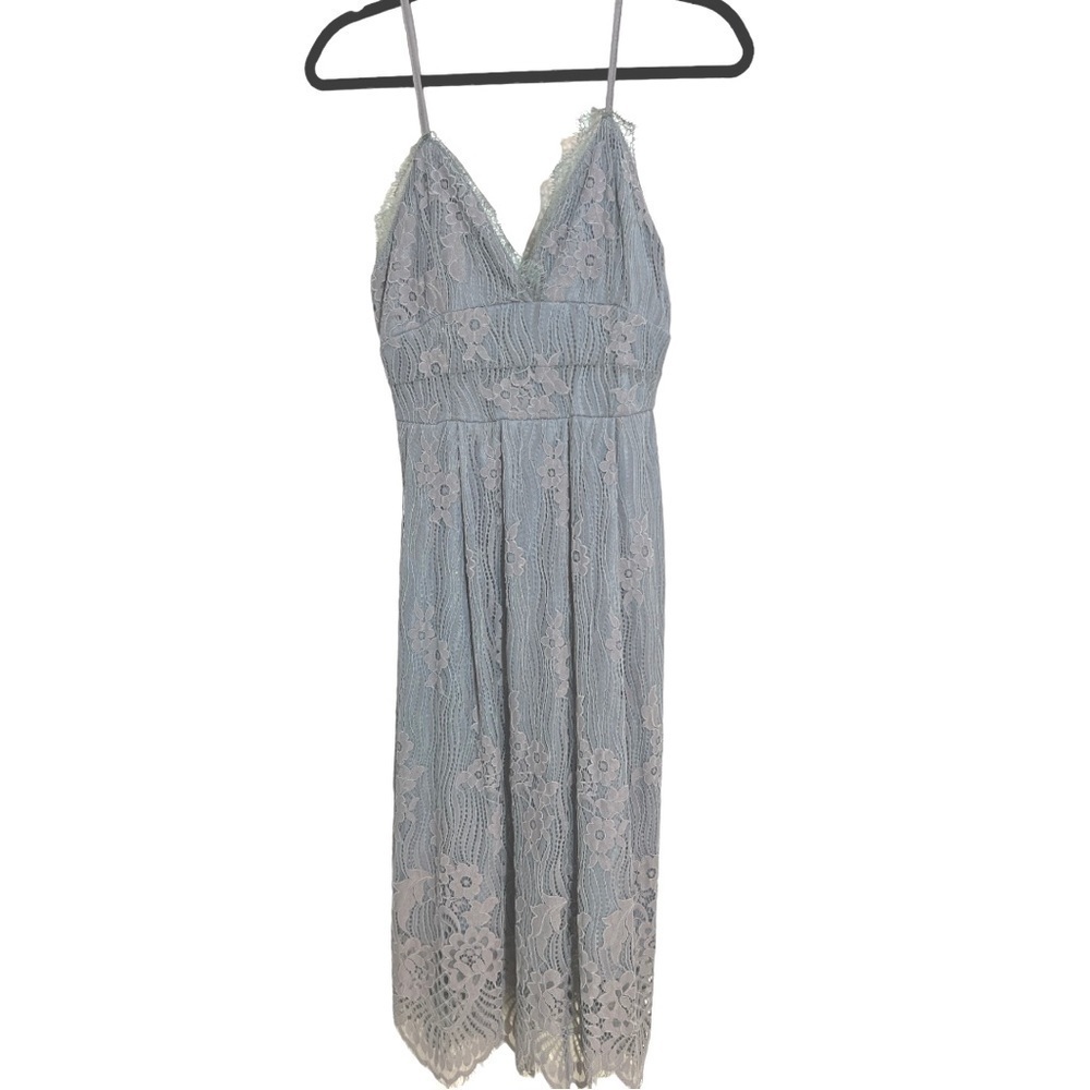 NWT Lace Embroidered Boho Chic Cocktail Whimsigoth Dress Silver Gray Size Small